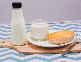 Milk drink with breakfast bread