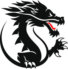 Strong, Power, Aggressive Asian Dragon Logo Design