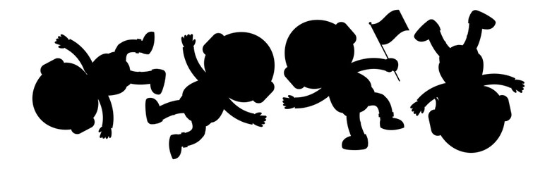 Set of kids silhouette cartoon character