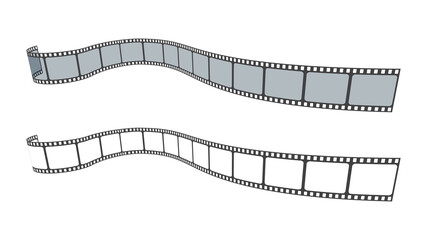 3D film strip in isometric style. Set of blank cinema film strip frames. Art design filmstrip for advertisement, brochure, poster. Vector illustration template for cinema festival or presentation.