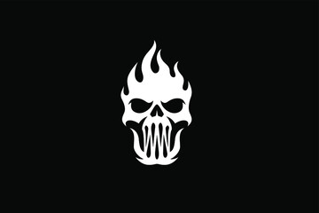 Scary Aggressive Fire Skull with Stick Jaw