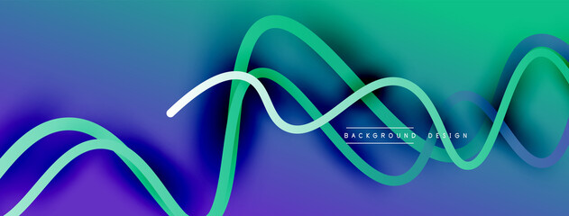 Abstract gradient background with wave line with shadow effect. Geometric composition. 3D shadow effects and fluid gradients