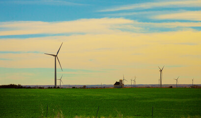 Fototapeta na wymiar Windmills for electric power productio , Green energy concept, USA