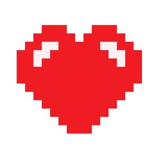 Pixel art background. Heart pixel art. Vector illustration. Valentine's Day.	