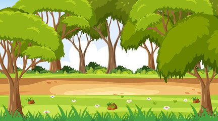 Blank landscape park scene with many trees