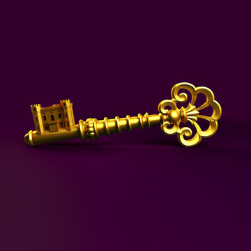 Elegant Gold Real Estate Key to your New Home is your Castle