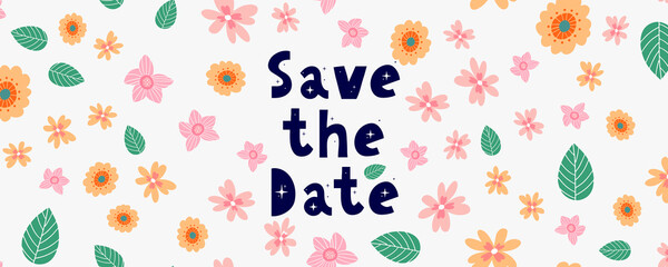 Lovely spring concept card. Awesome flowers and birds made in watercolor technique. Bright romantic card with summer flowers in vector. Charming Save the Date background