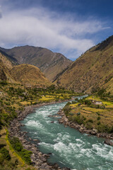 Karnali River in Nepal. Free flowing wind and scenic River in Nepal.