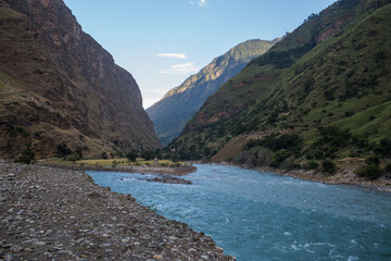 Karnali River in Nepal. Free flowing wind and scenic River in Nepal.