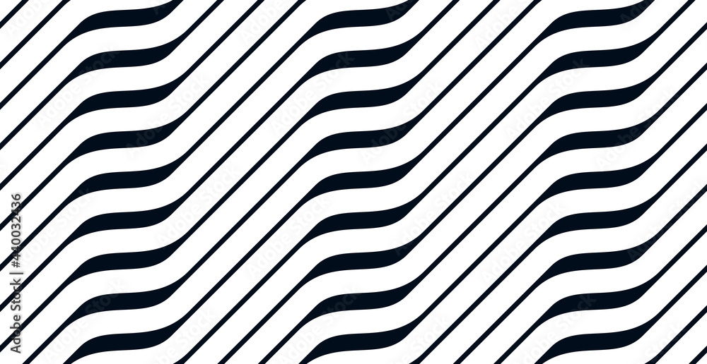 Poster geometric wavy lines seamless pattern vector, 3d dimensional endless background wallpaper design ima