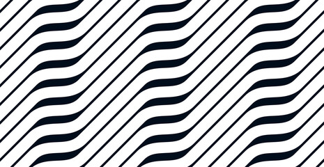 Geometric wavy lines seamless pattern vector, 3D dimensional endless background wallpaper design image, stripy curved tillable texture.