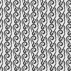 Trendy background pattern with black decorative elements on white background, wallpaper. Seamless pattern, texture. Vector image