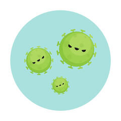 Bacteria character vector. free space for text.  Virus character design.