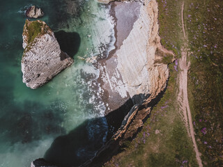Aerial view of cliffs near Freshwater Bay, Isle of Wight, England