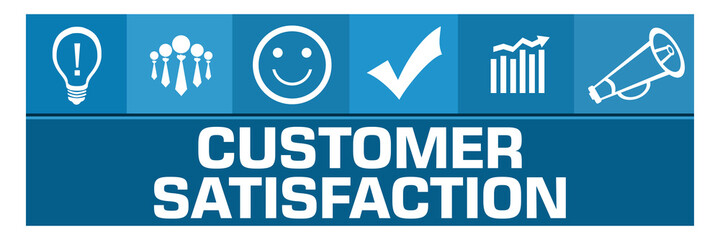 Customer Satisfaction Blue Box Business Symbols On Top Squares 