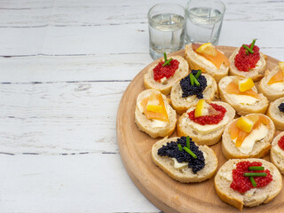 plate with assorted fish roe starters