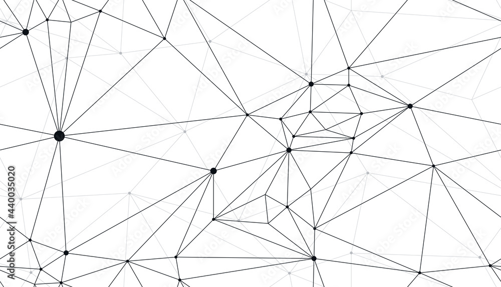 Poster technology communication seamless vector pattern with connected thin lines, black and white monochro