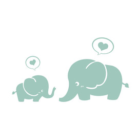 Cute elephant flat color style cartoon. Vector on white background.