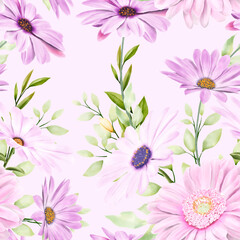 beautiful watercolor Chrysanthemum seamless pattern