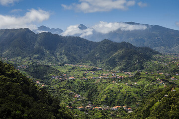Fototapeta na wymiar Overview of Porto da Cruz rural village in Madeira island