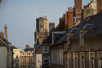 Fototapeta premium Rooftops and octogonal Belfry tower of Boulogne Sur Mer