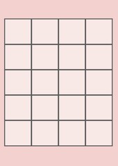 Composition of brown line square grid on pale pink background