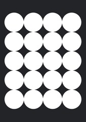 Composition of white circle grid on black background