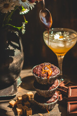 Chocolate cupcakes with caramel