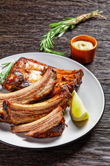 grilled pork ribs with lemon and rosemary