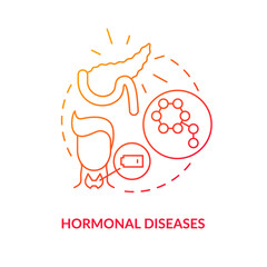 Hormonal diseases concept icon. Problems in human body. Medicaments for people treatment. Medical curing abstract idea thin line illustration. Vector isolated outline color drawing