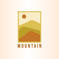 Mountains Logo Vector Illustration Design. Mountains Peak Banner, Poster or Logo Concept Inspiration.