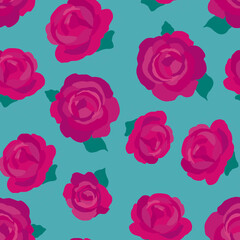 Obraz premium Seamless pattern roses Hand drawn, naturalistic flowers. Summer print. Design for fabric, textile, packaging, flower shop, website, florist