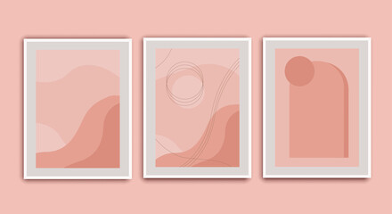 Modern minimalist abstract aesthetic posters. Contemporary wall decor. Collection of creative artistic posters. Vector templates. Set of vector templates with abstract background