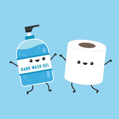 Alcohol gel and Tissue character design. Tissue vector.