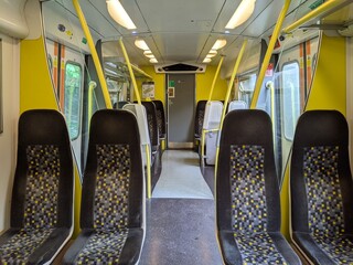 Fototapeta premium Interior of a train in Merseyside, England