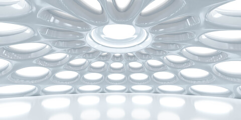 Abstract architecture dome futuristic building interior 3d render illustration © eliahinsomnia