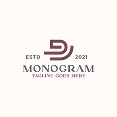 Letter D Monogram Logo Template In Isolated White Background Vector Illustration