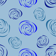 Blue, purple and turquoise roses on a gray background. Seamless patterns. Natural drawing. For wallpapers, textiles and backgrounds.