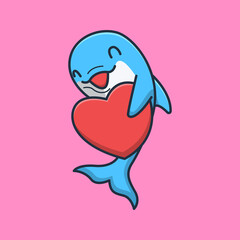cute dolphin who are happy with full of love. isolated animal design concept. flat cartoon style premium vector