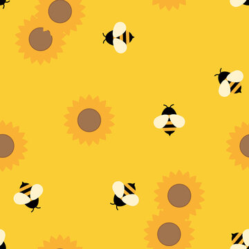 Flying Bee with honeycomb isolated. Cute cartoon character. The character of cute bee flying with flower ring in flat vector style. Vector illustration. 