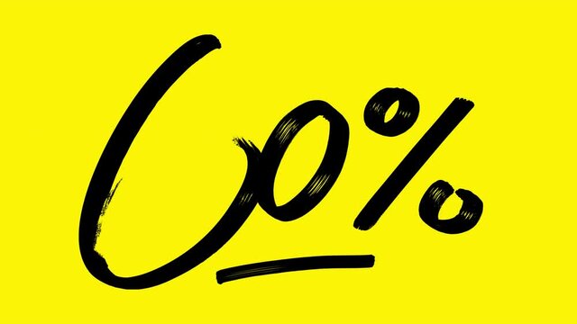60 percent discount offer black marker font on yellow background banner for marketing promotion 60%