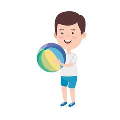 Boy kid cartoon with ball