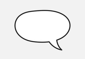 White speech bubble with black outline. Vector illustration.
