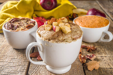 Traditional Autumn Cakes in Microwave Mug Pies