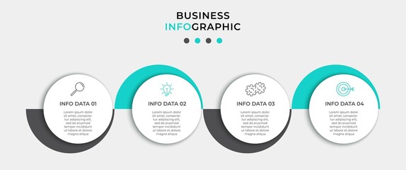 Business Infographic design template Vector with icons and 4 options or steps. Can be used for process diagram, presentations, workflow layout, banner, flow chart, info graph