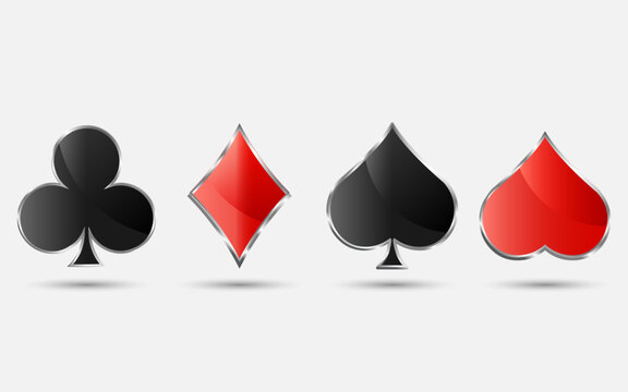 Playing card suits, spade, heart, club and diamond vector set for your design, logo, icon, symbol isolated.