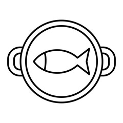 Vector Fish Cooking Outline Icon Design