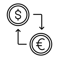 Vector Currency Exchange Outline Icon Design