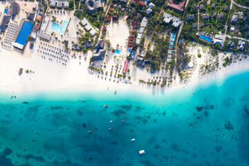 Tropical Sea. Amazing bird eyes view in Zanzibar