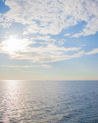 Pier on the background of the blue sea. Yarsky sunny summer day